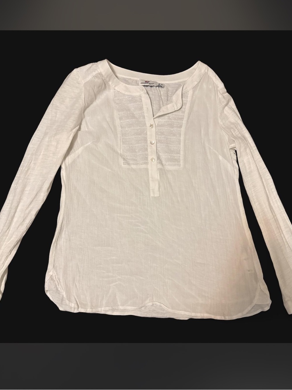 Vineyard Vines White Eyelet Henley Blouse